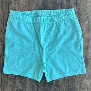 Aqua Blue Shorts with silver tiny polka dots